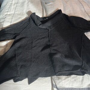 Eileen Fisher Charcoal Modified Cowl/Boat Neck Handkerchief Hem Sweater